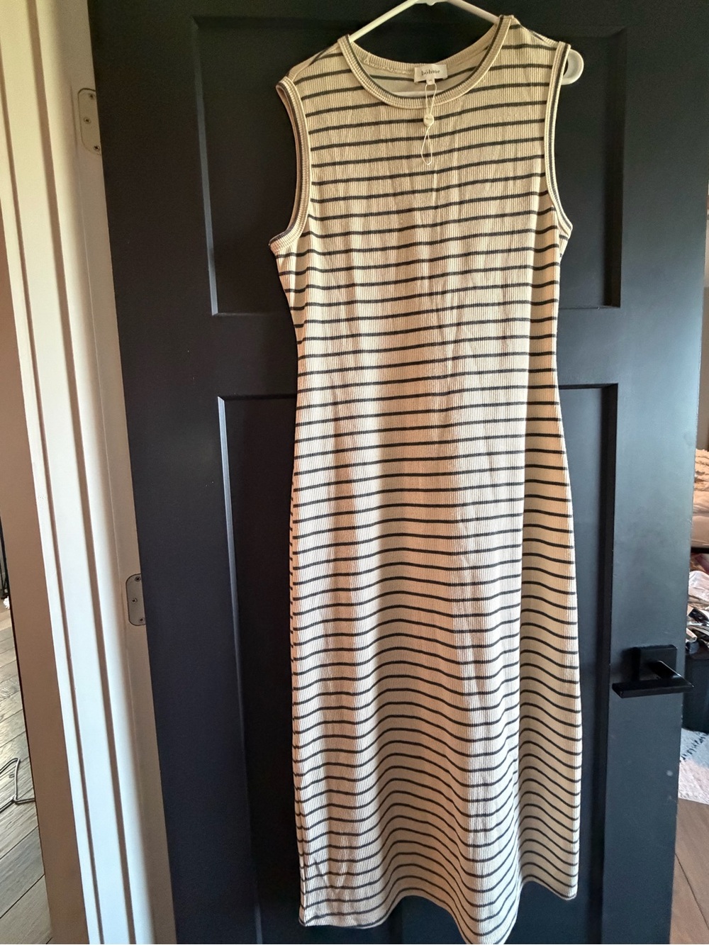 Boheme Cream Maxi Dress with Black Stripes
